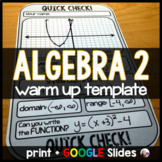 Algebra 2 Warm-up Template