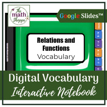 Preview of Algebra 2: RELATIONS & FUNCTIONS Digital Vocabulary Interactive Notebook