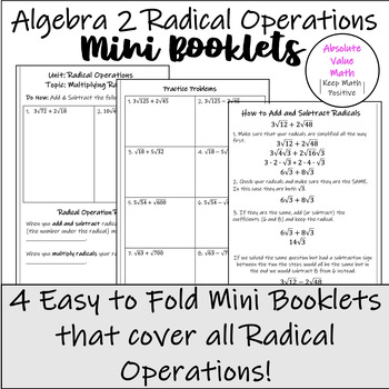 Algebra 2 Radical Operations Foldable | Radical Operations | Easy To Fold