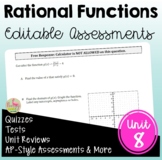 Rational Functions Assessments (Algebra 2 - Unit 8)