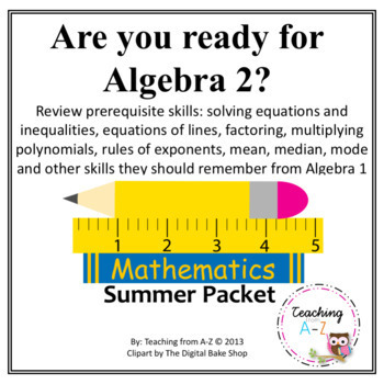 Preview of Algebra 2 Readiness Packet