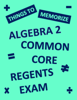 Preview of Algebra 2 Regents Common Core Memorization/Rule Test