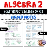 Algebra 2 - Scatter Plots and Lines of Best Fit Binder Not
