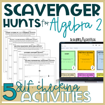 Preview of Algebra 2 Scavenger Hunt Activities + Digital Activities
