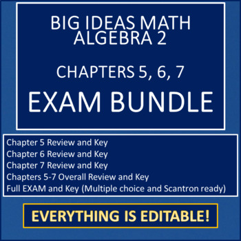 Preview of Algebra 2 Second Semester EXAM and REVIEW BUNDLE (Everything is Editable!)