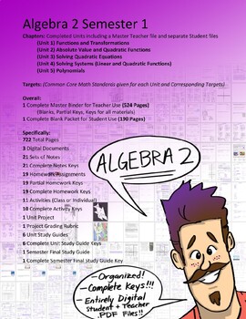 Preview of Algebra 2: Semester 1 MATERIALS