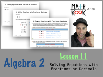 Preview of Algebra 2 - Solving Equations with Fractions or Decimals (11)