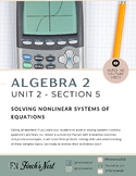 Algebra 2: 2.5 - Solving Nonlinear Systems of Equations Le