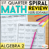 Algebra 2 Spiral Review & Quizzes | Algebra 2 Homework or 