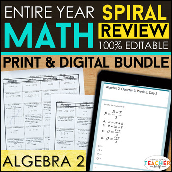 Preview of Algebra 2 Spiral Review & Quizzes | DIGITAL & PRINT