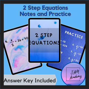 Preview of Algebra  2-Step Equations Notes and Practice w/Key  No Prep Special Education