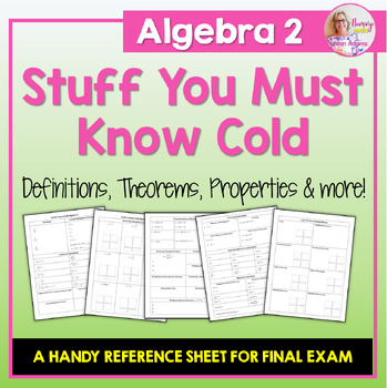 Preview of Algebra 2 Stuff You Must Know Cold