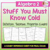 Algebra 2 Stuff You Must Know Cold