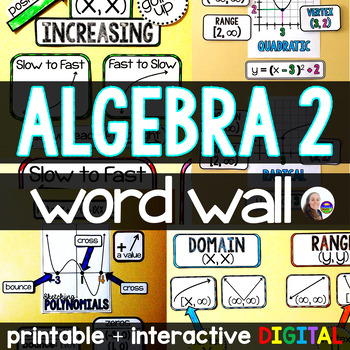 Preview of Algebra 2 Word Wall | Algebra 2 Vocabulary