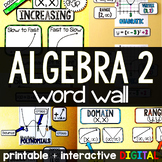 Algebra 2 Word Wall - print and digital algebra 2 vocabulary