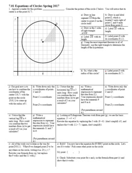 equations of circles algebra 2 homework