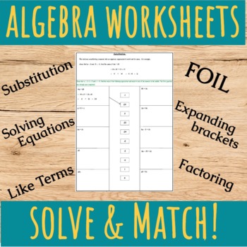 Preview of Algebra Activity: Like terms, Substitution, FOIL, Factoring & Solving Equations