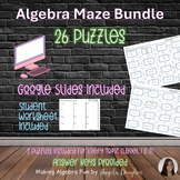 Algebra Activity Maze Puzzle Bundle: 13 Topics 26 Puzzles