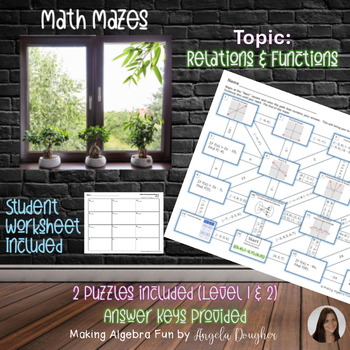 Preview of Algebra Activity Maze Puzzle: Relations & Functions 2 Versions