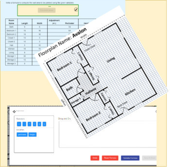 Preview of Algebra: Automating Estimate for Painting Walls - Interactive Digital Worksheet