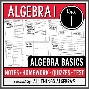 Preview of Algebra Basics (Algebra 1 Curriculum - Unit 1) | All Things Algebra®