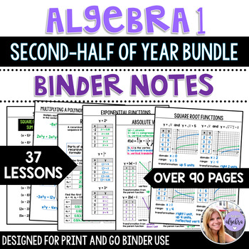 Preview of Algebra Binder Notes - Second Half of Year Bundle