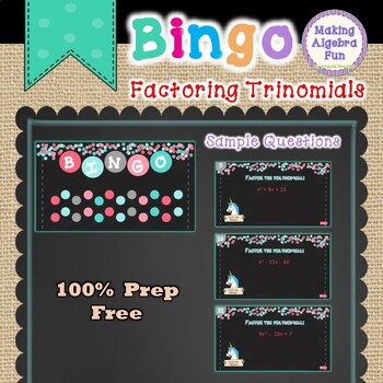 Preview of Algebra Bingo Game Factoring Polynomials (Trinomials Only)