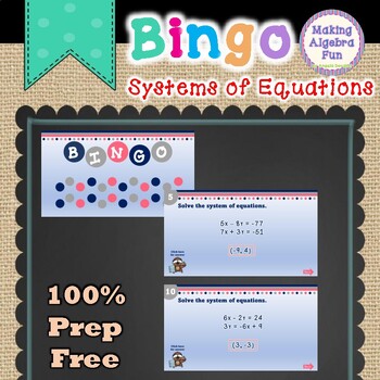 Preview of Algebra Bingo Game Solving Systems of Equations (NO SPECIAL CASES)