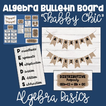 Preview of Algebra Bulletin Board - Algebra Basics - Shabby Chic Math Decor