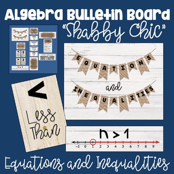 Preview of Algebra Bulletin Board - Equations and Inequalities - Shabby Chic Math Decor