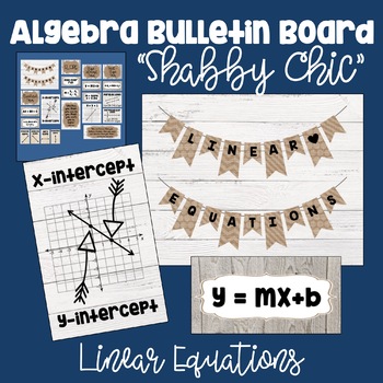 Preview of Algebra Bulletin Board - Linear Equations - Shabby Chic Math Decor