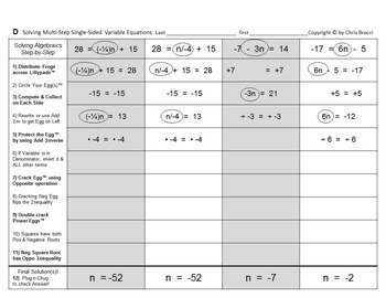 Preview of Algebra Bundle B: Solve for Variable in Multi-Step NON-power Equations