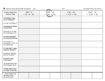 Preview of Algebra Bundle D: Solve Variable in Squared + Cubed Variable Equations