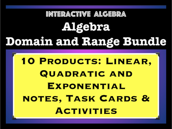 Preview of Algebra Bundle: Domain and Range of Linear, Quadratic, and Exponential Functions