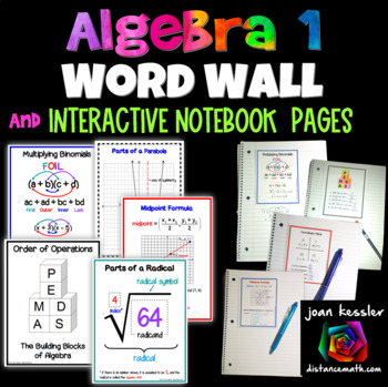 Preview of Algebra Interactive Notebook Pages and Word Wall Poster Set