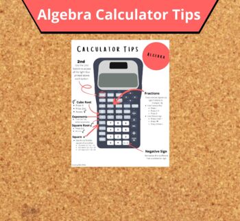 Preview of Algebra Calculator Tips, Algebra 1 Scientific Calculator Cheat Sheet