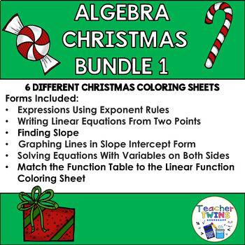 Preview of Algebra Christmas Coloring Sheets Bundle 1