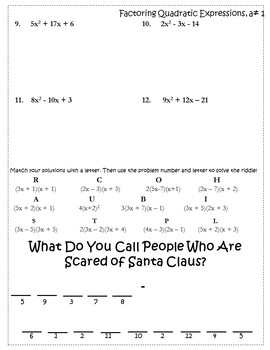 Algebra Christmas Activity Algebra Christmas {Christmas Algebra 1