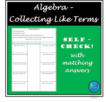 Preview of Algebra - Collecting Like Terms.