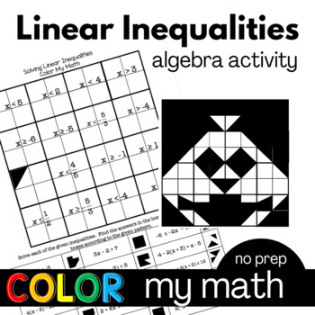 Preview of Algebra Solving Linear Inequalities Halloween Activity Color My Math