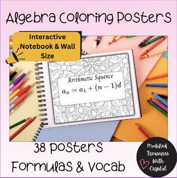 Preview of Algebra Coloring Posters for Interactive Notebooks (Formulas & Vocabulary)
