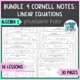 Algebra 1 Cornell Notes - Bundle 4 - Linear Equations - NO PREP