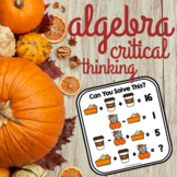 Algebra Critical Thinking Logic Puzzles for Fall Halloween