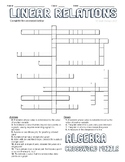 Algebra Crossword Puzzle: Linear Relations (Math Terminology)
