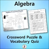 Algebra Crossword & Vocabulary Quiz