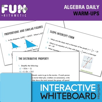 Preview of Algebra Daily Warm-Ups
