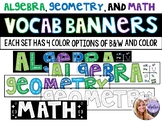 Algebra, Geometry, Math - Banner Bulletin Board Word Wall