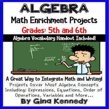 Preview of Algebra Projects For Upper Elementary + Vocabulary Handout