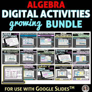 Preview of Algebra Digital Activities Bundle, Print and digital Google Slides™