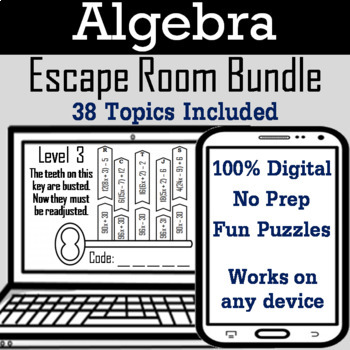 Preview of Algebra Digital Escape Rooms (Equations, Inequalities, Radicals, Polynomials)